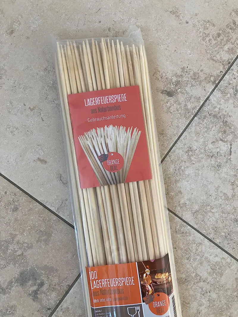 ORANGE DEAL – 100 Stockbrot Spieße, 90 cm Bambus